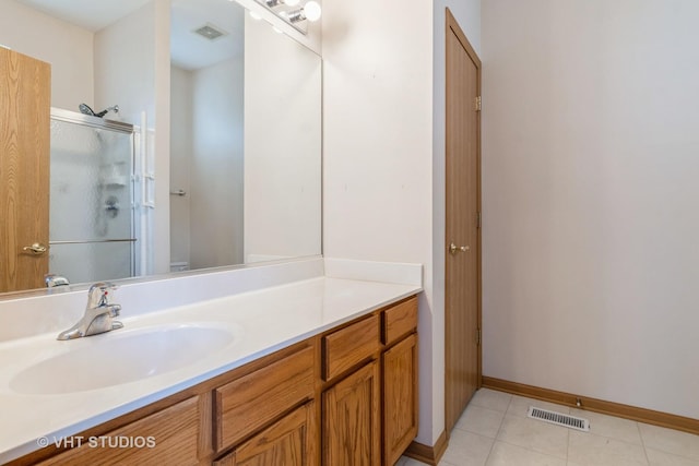 2501 Park Ridge Ct Unit 2501, Crest Hill, IL 60403 - full bathroom featuring vanity, a stall shower, and tile patterned floors