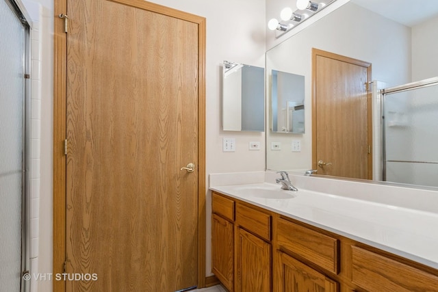2501 Park Ridge Ct Unit 2501, Crest Hill, IL 60403 - bathroom with vanity, an enclosed shower, and a closet
