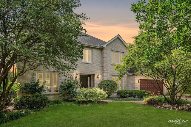 1112 Saratoga Ct, Naperville, IL 60564 - view of front of home with brick siding, a front yard, a garage, and roof with shingles