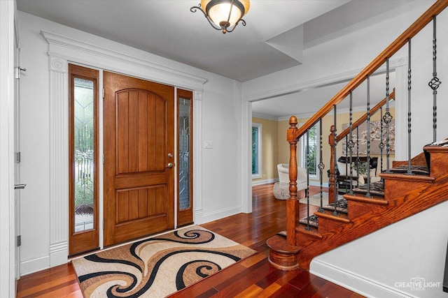 1112 Saratoga Ct, Naperville, IL 60564 - foyer featuring wood finished floors, stairway, and ornamental molding
