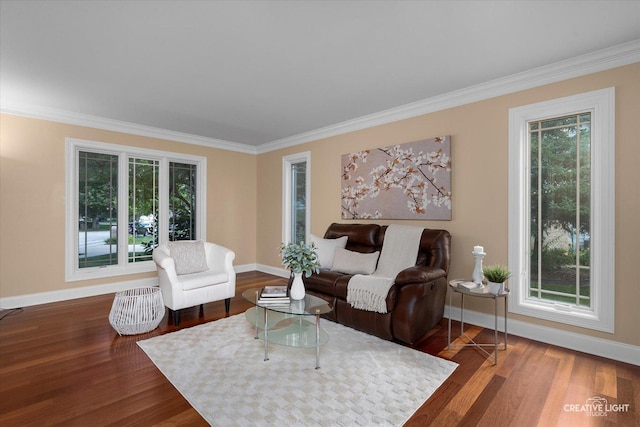 1112 Saratoga Ct, Naperville, IL 60564 - living area featuring wood finished floors, plenty of natural light, and crown molding