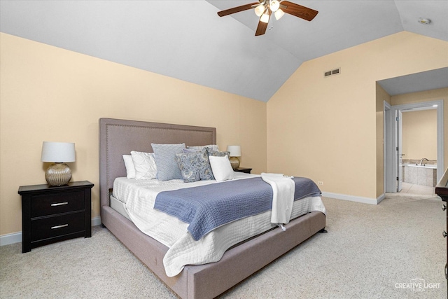 1112 Saratoga Ct, Naperville, IL 60564 - bedroom featuring carpet floors, lofted ceiling, a ceiling fan, and ensuite bathroom