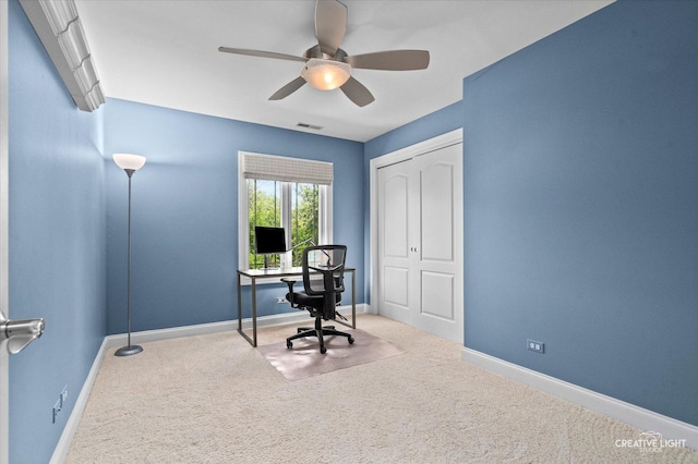 1112 Saratoga Ct, Naperville, IL 60564 - home office featuring carpet floors and ceiling fan