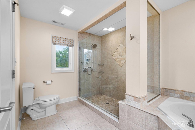 1112 Saratoga Ct, Naperville, IL 60564 - full bathroom with a bath, a stall shower, and tile patterned flooring