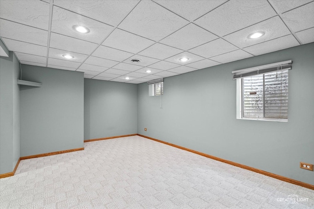 1112 Saratoga Ct, Naperville, IL 60564 - below grade area with carpet flooring, recessed lighting, and a paneled ceiling