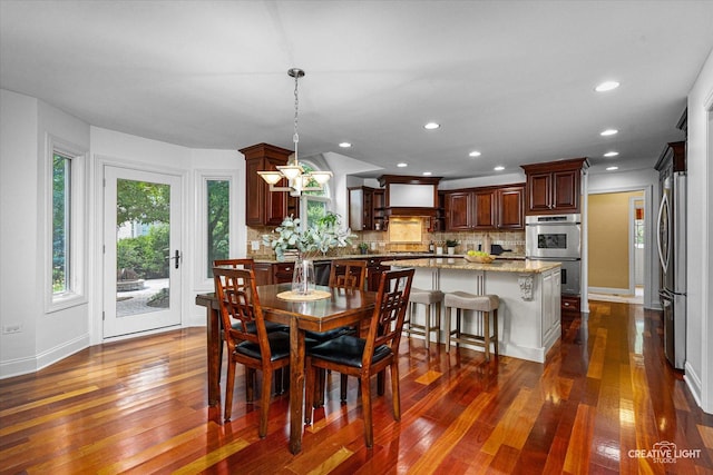 1112 Saratoga Ct, Naperville, IL 60564 - dining area with dark wood-style floors and recessed lighting