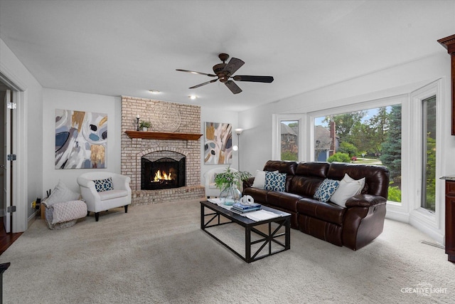 1112 Saratoga Ct, Naperville, IL 60564 - living area with a ceiling fan, a fireplace, and carpet floors