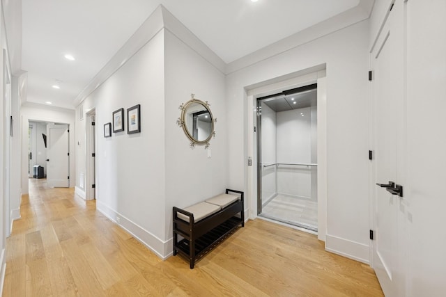 1825 N Halsted St Unit 2, Chicago, IL 60614 - hallway featuring light wood finished floors, recessed lighting, and ornamental molding
