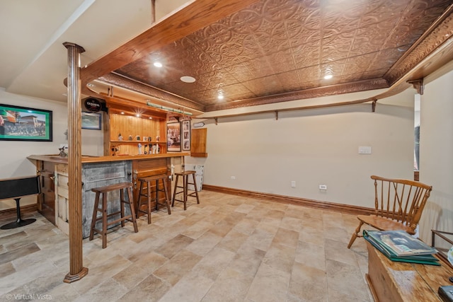 366 W Eggleston Ave, Elmhurst, IL 60126 - indoor wet bar featuring an ornate ceiling and stone finish flooring
