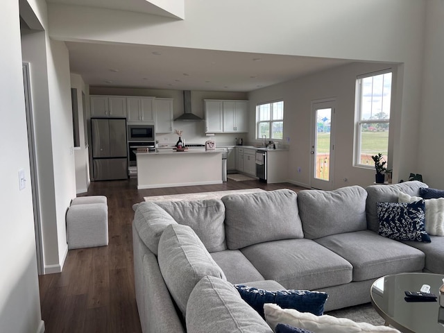 12490 Rossaveal Way, Lemont, IL 60439 - living area with dark wood-type flooring and baseboards
