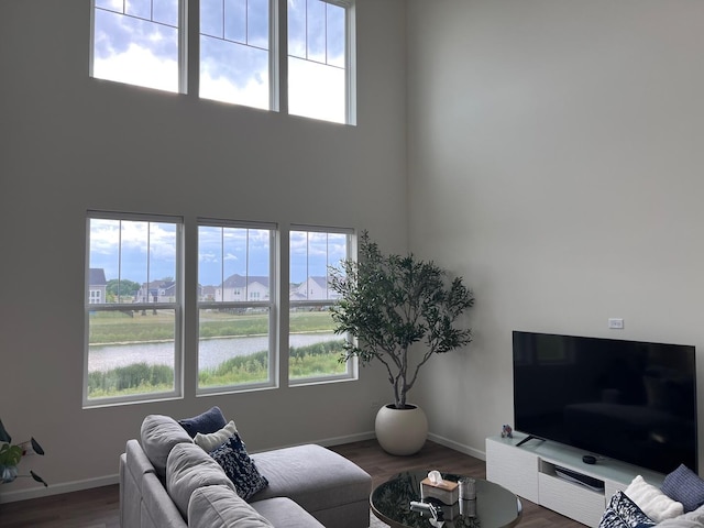 12490 Rossaveal Way, Lemont, IL 60439 - living room featuring wood finished floors and a towering ceiling