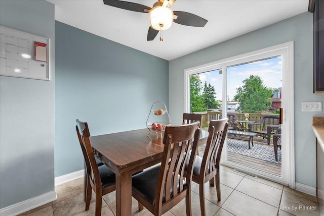 26 W Pine Ave, Cortland, IL 60112 - dining area with a ceiling fan and light tile patterned floors