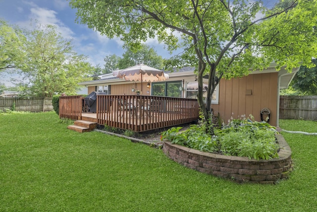 7 Walnut Dr, North Aurora, IL 60542 - back of property featuring a fenced backyard and a deck