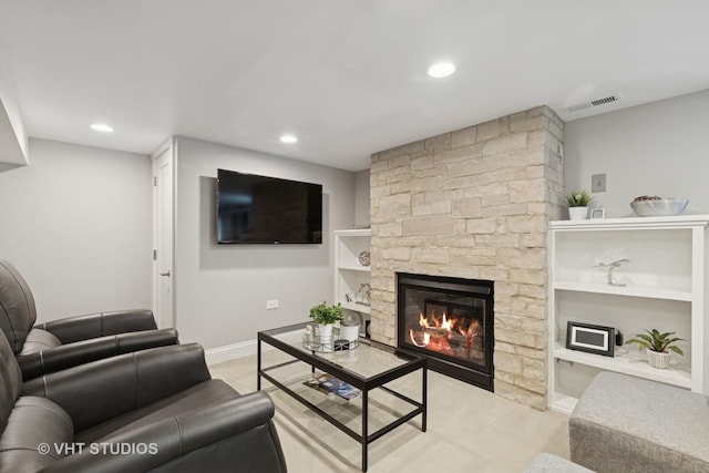 6848 N Oriole Ave, Chicago, IL 60631 - living area with a fireplace, recessed lighting, and built in features