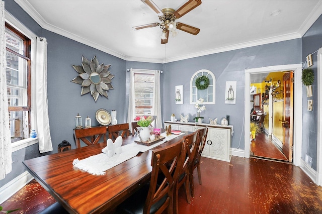 1916 N Lowell Ave, Chicago, IL 60639 - dining area with a ceiling fan, healthy amount of natural light, wood finished floors, and ornamental molding