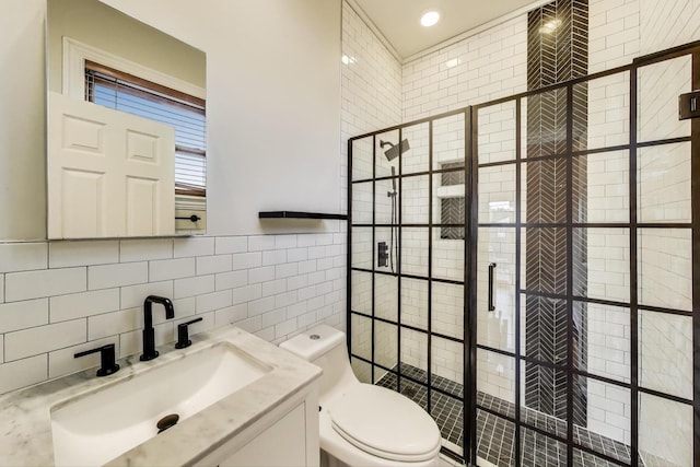 1634 N Wolcott Ave Unit 3, Chicago, IL 60622 - full bathroom with tile walls, a shower stall, and vanity
