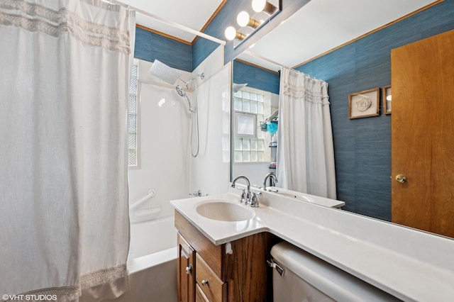 8301 N Waukegan Rd, Niles, IL 60714 - bathroom with vanity, shower / bathtub combination with curtain, and healthy amount of natural light