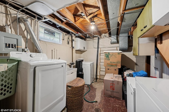 8301 N Waukegan Rd, Niles, IL 60714 - basement with washing machine and dryer and refrigerator