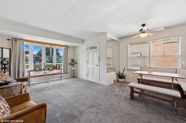 8301 N Waukegan Rd, Niles, IL 60714 - carpeted living room with ceiling fan and healthy amount of natural light