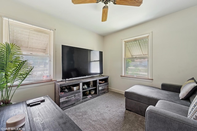 8301 N Waukegan Rd, Niles, IL 60714 - carpeted living area with a ceiling fan and baseboards