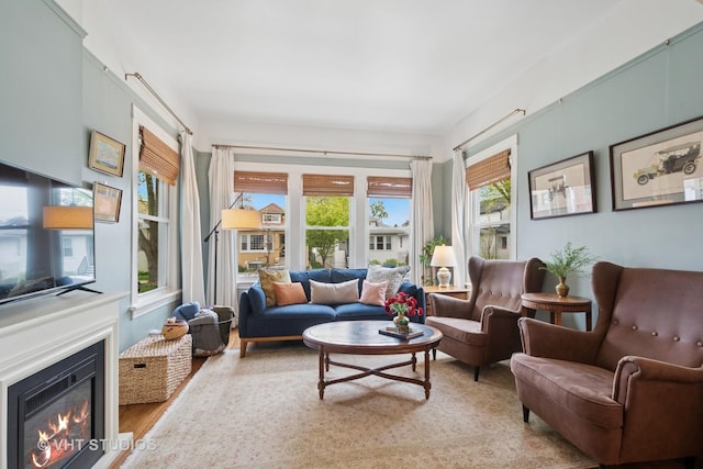 5747 W Grace St, Chicago, IL 60634 - living room with wood finished floors and a glass covered fireplace