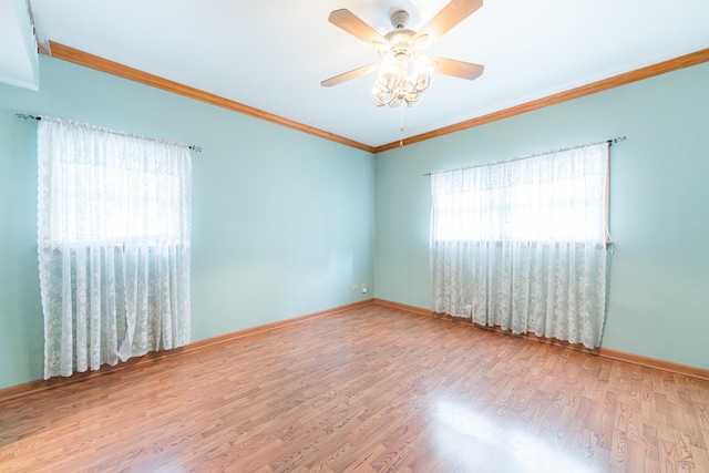 525 Bunning Dr, Downers Grove, IL 60516 - unfurnished room with ornamental molding, wood finished floors, and ceiling fan