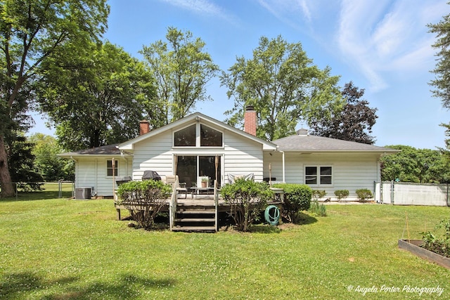 2514 Cuhlman Rd, Mchenry, IL 60051 - back of property featuring a deck and a chimney