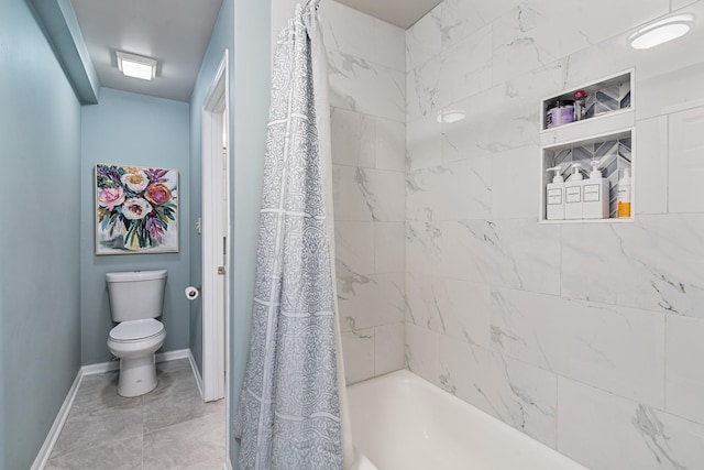 17642 Crystal Lake Dr, Homer Glen, IL 60491 - bathroom with toilet and shower / tub combo with curtain