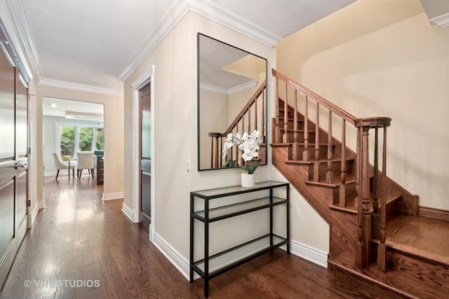 36 Logan Ter, Golf, IL 60029 - staircase featuring wood finished floors and ornamental molding