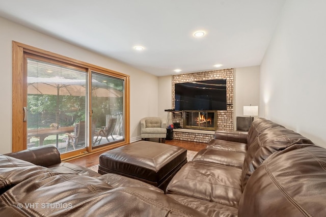 36 Logan Ter, Golf, IL 60029 - living area with wood finished floors, a fireplace, and recessed lighting