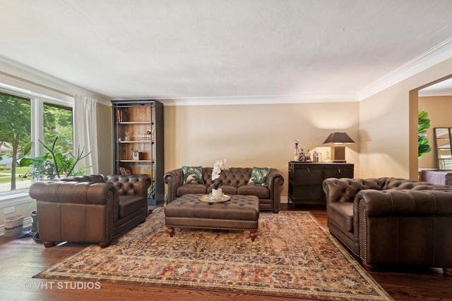 36 Logan Ter, Golf, IL 60029 - living room featuring wood finished floors and ornamental molding