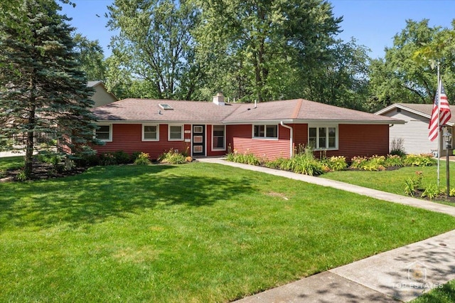 1702 Winthrop Ln, Schaumburg, IL 60193 - ranch-style house with a chimney and a front yard