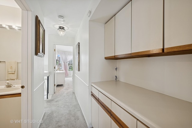 707 Sturnbridge Ln, Schaumburg, IL 60173 - hall with light carpet and a sink