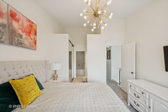 707 Sturnbridge Ln, Schaumburg, IL 60173 - bedroom with a chandelier and light carpet