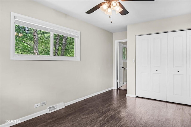 425 W Gartner Rd, Naperville, IL 60540 - unfurnished bedroom with wood finished floors, a closet, and ceiling fan
