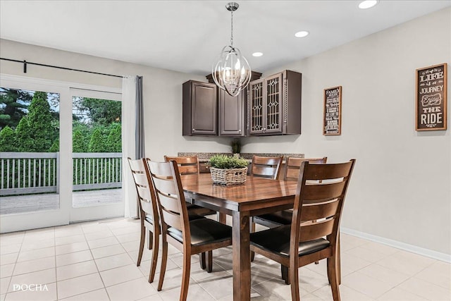 425 W Gartner Rd, Naperville, IL 60540 - dining area with a chandelier, recessed lighting, and light tile patterned flooring
