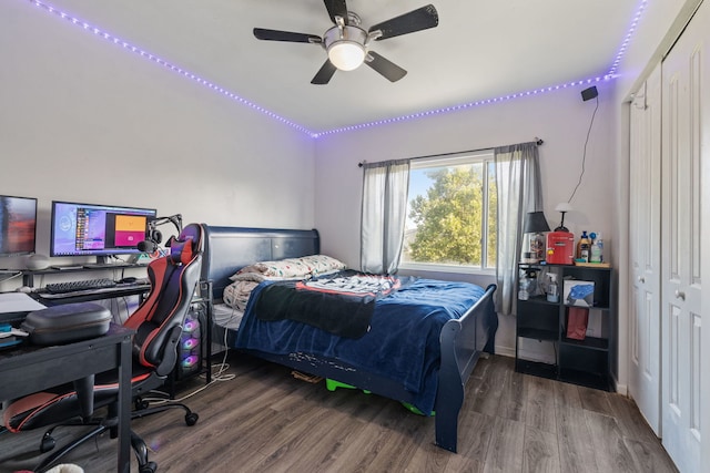 641 Sundance Dr, Bolingbrook, IL 60440 - bedroom featuring wood finished floors, a desk, and ceiling fan