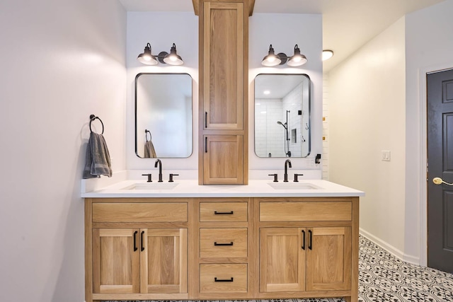 671 Teal Ct, Dekalb, IL 60115 - full bathroom with double vanity and a tile shower