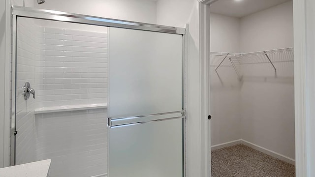 6913 Willow Dr, Wonder Lake, IL 60097 - bathroom with a stall shower and a spacious closet