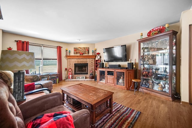 5613 W Von Ave, Monee, IL 60449 - living room with a brick fireplace and wood finished floors
