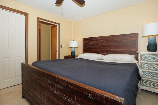 24503 Iroquois Ln, Hudson, IL 61748 - bedroom with carpet and ceiling fan