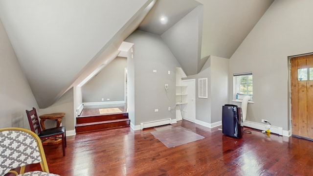 570 Hathaway Cir, Lake Forest, IL 60045 - foyer with a baseboard heating unit, lofted ceiling, and wood finished floors