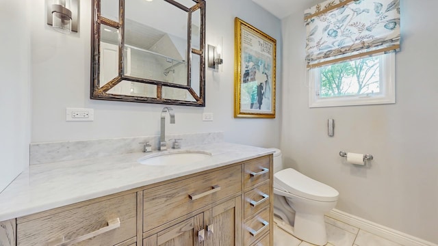 570 Hathaway Cir, Lake Forest, IL 60045 - bathroom with vanity, a shower, and tile patterned floors