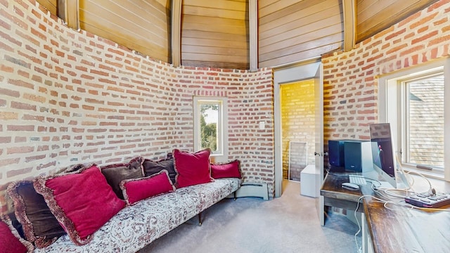 570 Hathaway Cir, Lake Forest, IL 60045 - office with brick wall, carpet flooring, and plenty of natural light