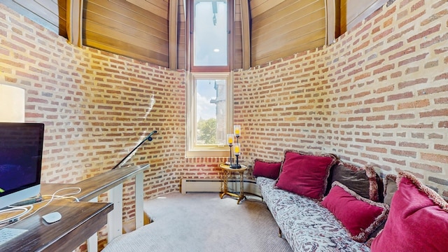 570 Hathaway Cir, Lake Forest, IL 60045 - living area with brick wall and a baseboard heating unit
