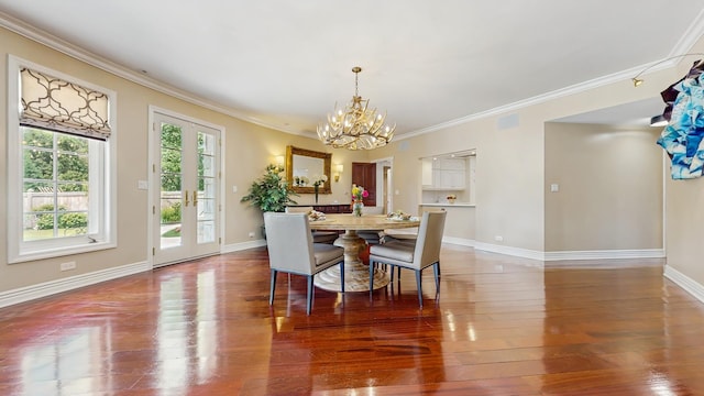 570 Hathaway Cir, Lake Forest, IL 60045 - dining room featuring a chandelier, wood finished floors, and ornamental molding