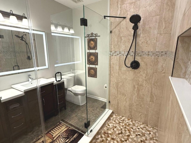 1711 Devonshire Ln, Shorewood, IL 60404 - bathroom featuring vanity, a tile shower, and tile patterned floors