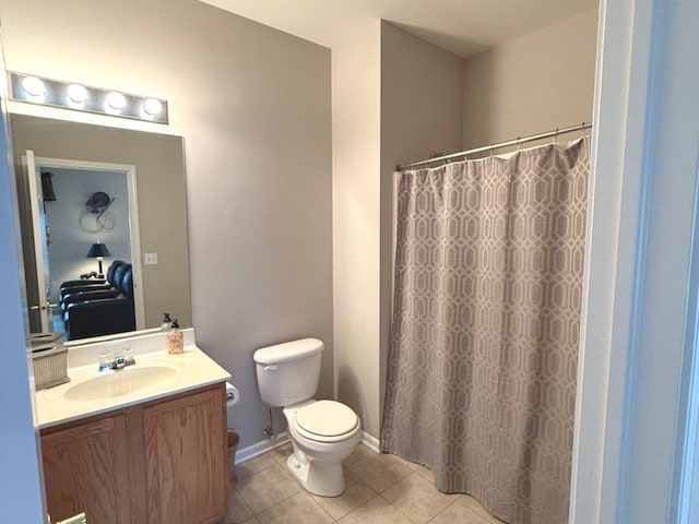 1711 Devonshire Ln, Shorewood, IL 60404 - full bath featuring vanity, tile patterned flooring, and a shower with curtain