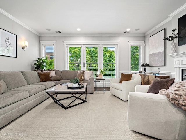 1541 W Montana St Unit 2, Chicago, IL 60614 - living area featuring healthy amount of natural light, ornamental molding, and recessed lighting