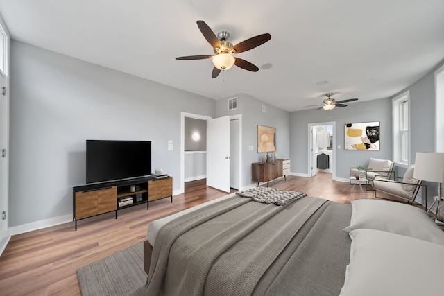 2864 N Riverwalk Dr, Chicago, IL 60618 - bedroom featuring wood finished floors and ceiling fan